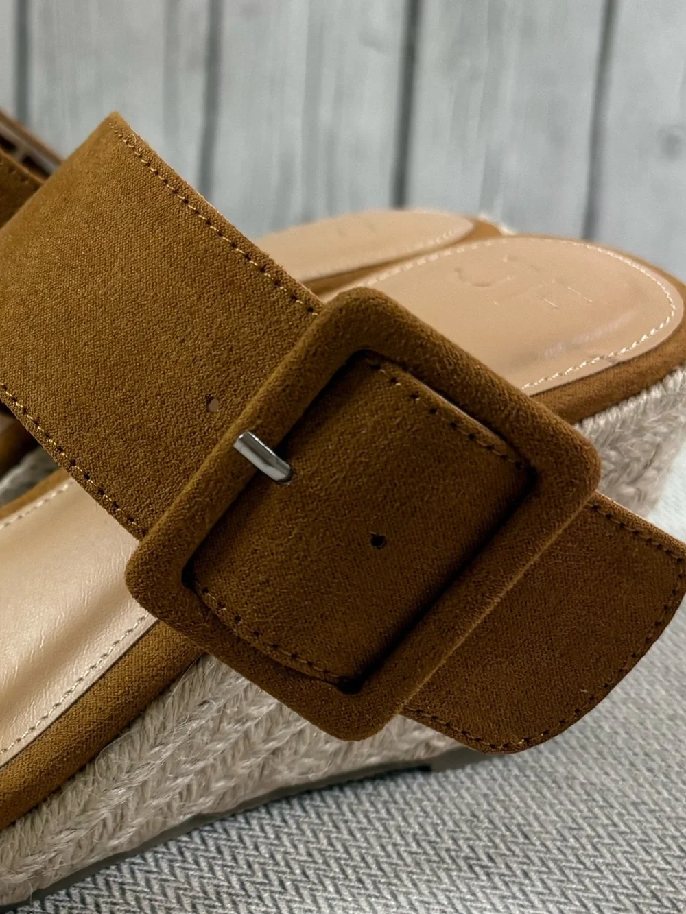 JUSTFAB Itzel Camel Espadrille Wedge Sandals Size 7.5 NIB